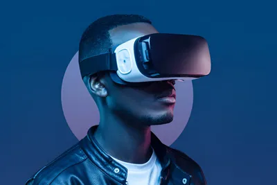Young man wearing VR glass technology