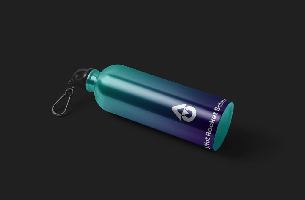 Stainless steel bottle with It's Not Rocket Science logo