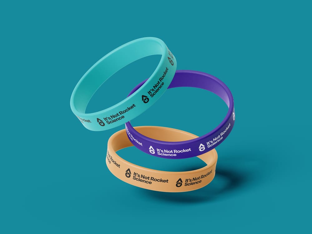 Wristbands with It's Not Rocket Science logo